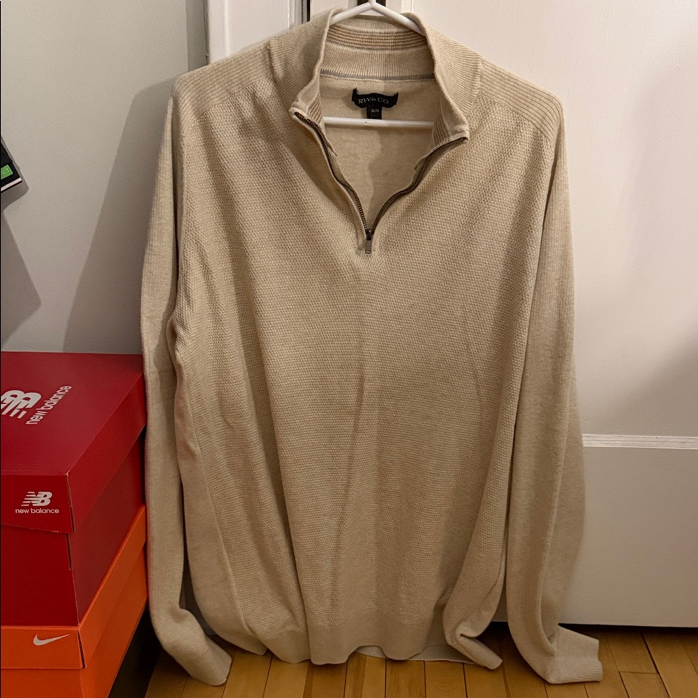 RW&CO. Men's Cream Zip-Up Sweater